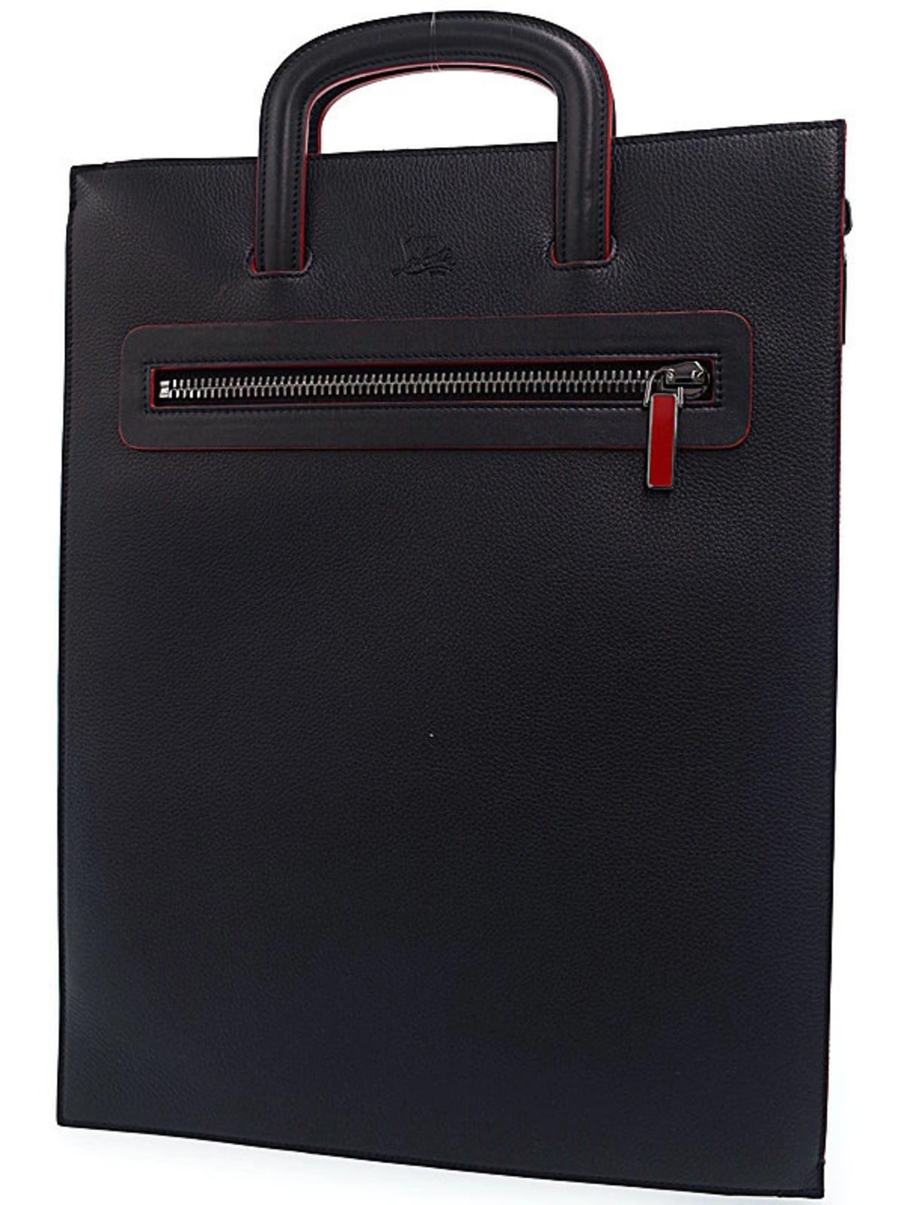 Christian Louboutin black calfskin Trictrac portfolio bag top handles zip